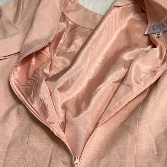 VTG Oberon Pink Embroidered Sheath Dress Women's Size 10 Linen Blend Floral - Picture 4 of 11